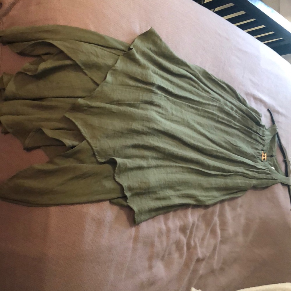 Army green high low dress